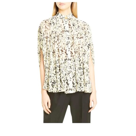Proenza Schouler Tops - Proenza  Schouler Abstract Animal Print Crepe Chiffon Blouse In Butter Black 10